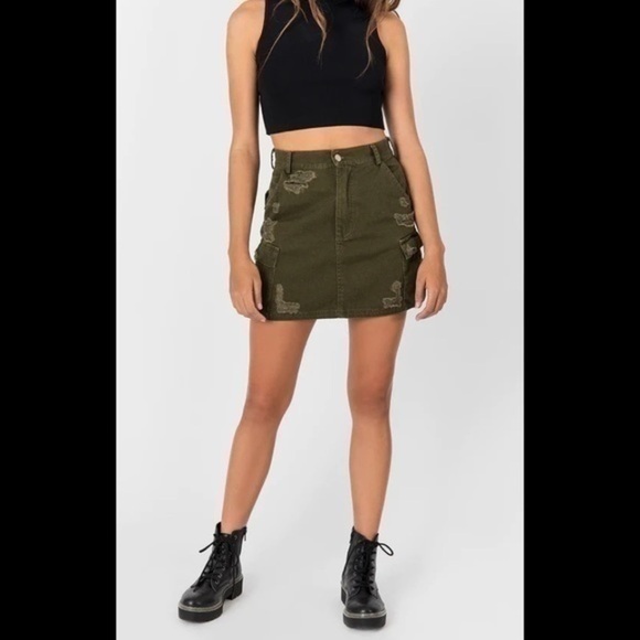 CARMAR OD CARGO SKIRT WITH STONEWASH AND GRINDING MINI skirt - Picture 2 of 9